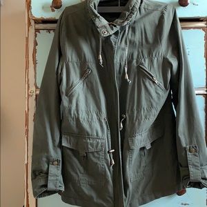 Olive Green Army Zip Up Jacket! Hipster!